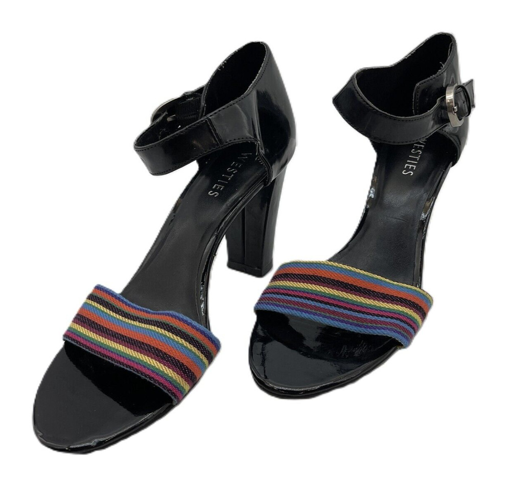 Westies High Heels Black Size 8.5 Open Toe Ankle Strap